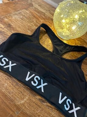 Victoria's Secret Black Racerback Sports Bra with VSX Logo Band